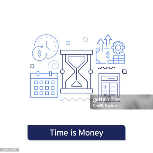 time is money concept vector illustration. editable stroke vector design. - saving time stock illustrations