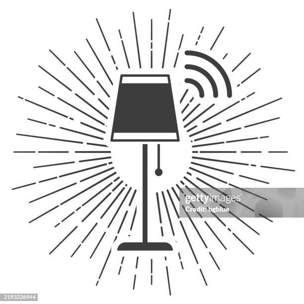 smart floor lamp. icon with sunbursts on white background - light switch stock illustrations