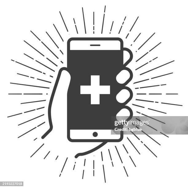 emergency call. icon with sunbursts on white background - panic button stock illustrations