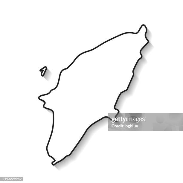 rhodes map with black outline and shadow on white background - rhodes stock illustrations