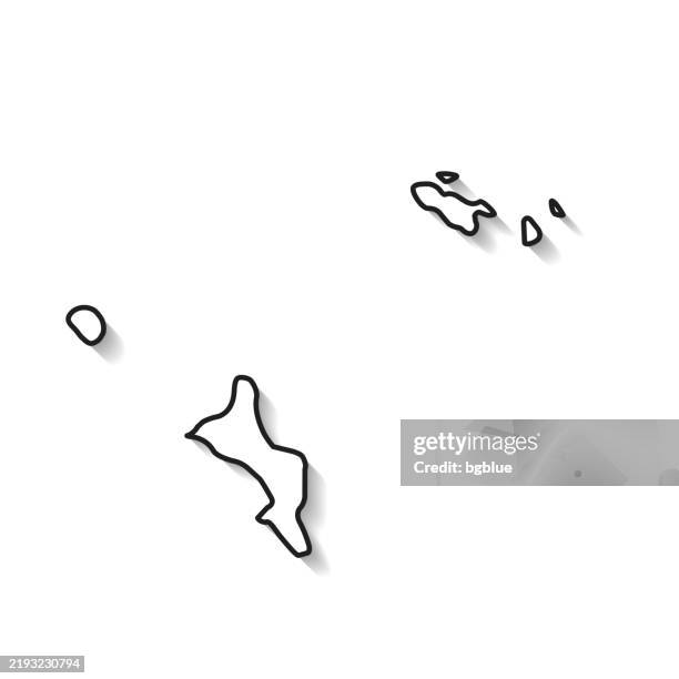 seychelles map with black outline and shadow on white background - seychelles stock illustrations