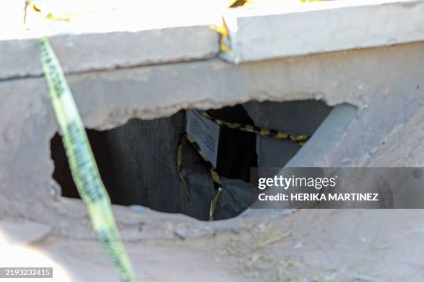 Partial view of the tunnel leading to El Paso, Texas, United States, from Ciudad Juarez, Chihuahua State, Mexico, on January 13, 2025.