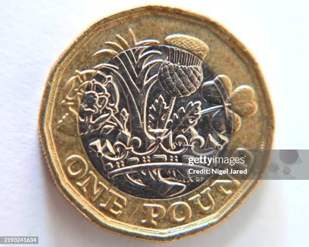 one pound - símbolo de la libra esterlina fotografías e imágenes de stock