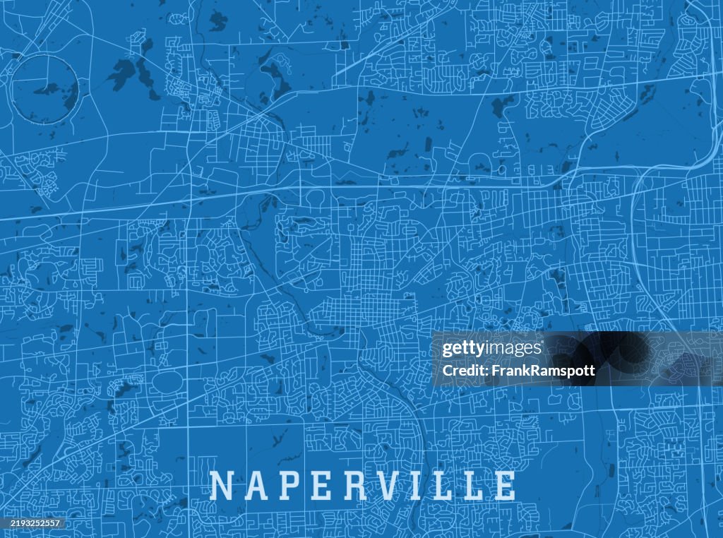 Naperville IL Stadt Vektor Straßenkarte Blauer Text Horizontal