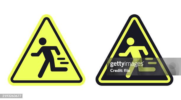 Running Speed Fast Exit Yellow Alert Sign Symbol High-Res Vector ...