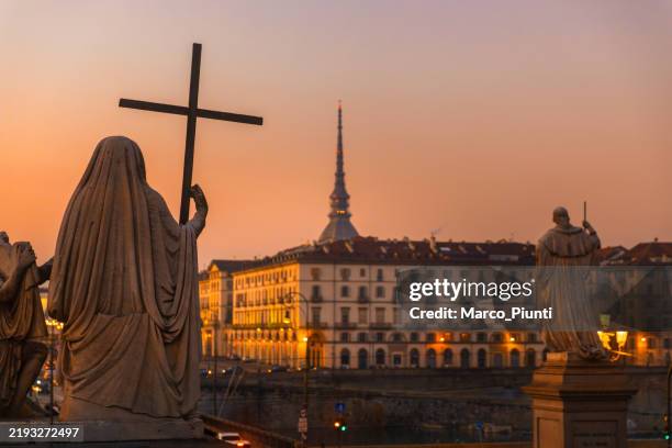turin cityscape from gran madre square, italy - turin stock pictures, royalty-free photos & images