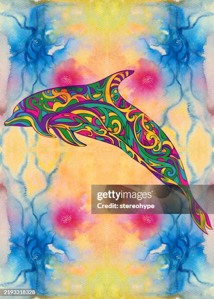 dolphin magnetics - jumping into pool stock illustrations
