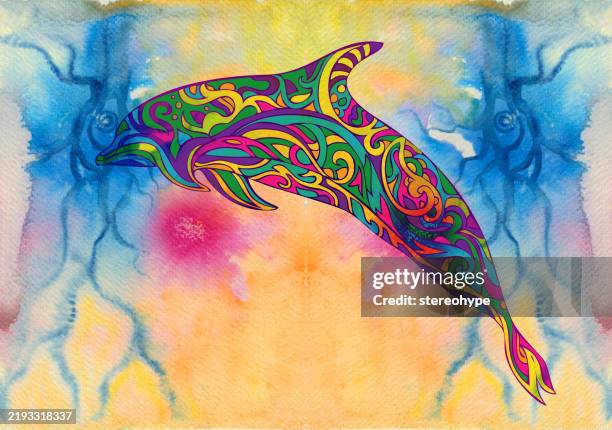 dolphin realm - pool jump stock illustrations