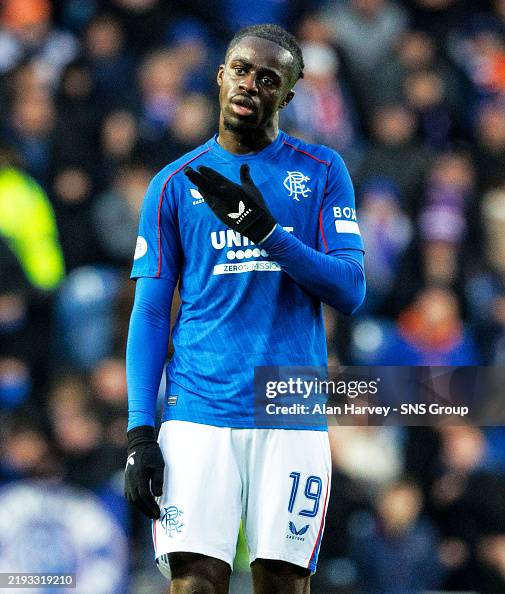 Nsio Rangers Rangers' Clinton Nsiala in action during a William Hill Premiership ...