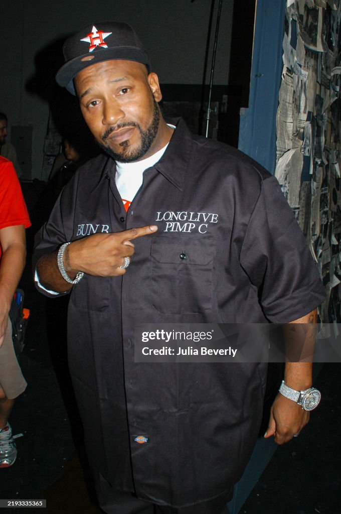Bun Dog Rapper Rapper Bun B of UGK wears a Long Live Pimp C embroidered shirt on the ...