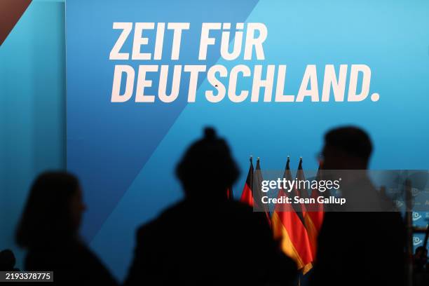Delegates of the far-right Alternative for Germany political party arrive at the AfD party congress on January 11, 2025 in Riesa, Germany. Germany is...