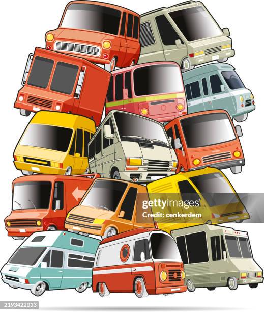 mini set - school bus driver stock illustrations