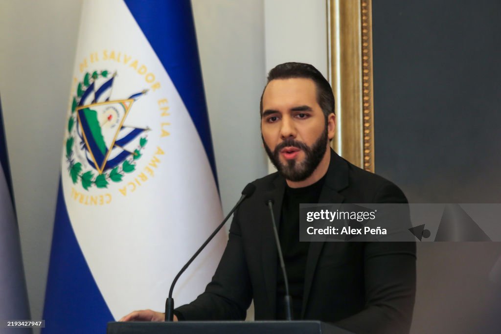 Nayib Bukele Attends A Press Conference