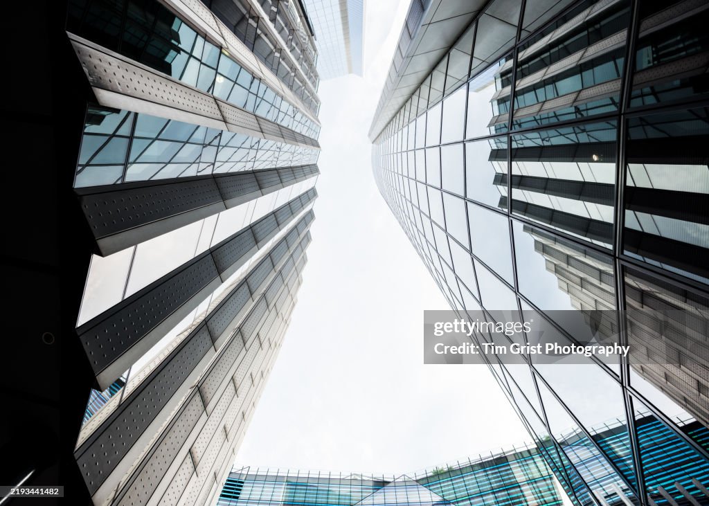 Modern Futuristic Glass and Steel Skyscrapers, London, UK