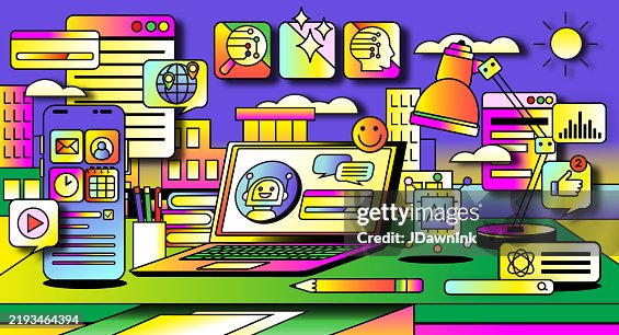 Artificial Intelligence Machine Learning Abstract Desk Working Concept ...