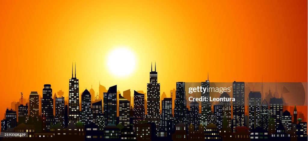 Chicago Skyline Silhouette (All Buildings Are Complete and Moveable)