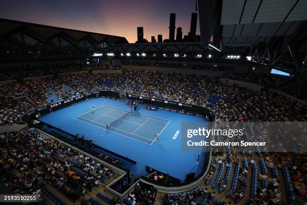 General view of Margaret Court Arena in the Men's Singles First Round match between Jiri Lehecka of the Czech Republic and Li Tu of Australia during...