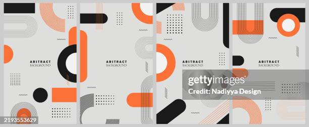 ilustraciones, imágenes clip art, dibujos animados e iconos de stock de conjunto de portada abstracta moderna con fondo de formas geométricas de moda con elementos vectoriales. - portada de revista