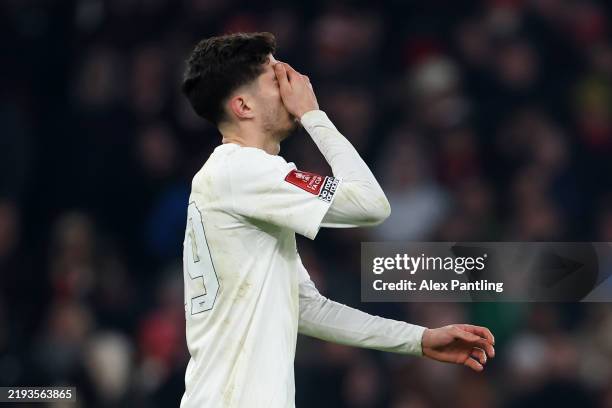 Kai Havertz of Arsenal shows dejection after defeat in the penalty shoot out following the Emirates FA Cup Third Round match between Arsenal and...