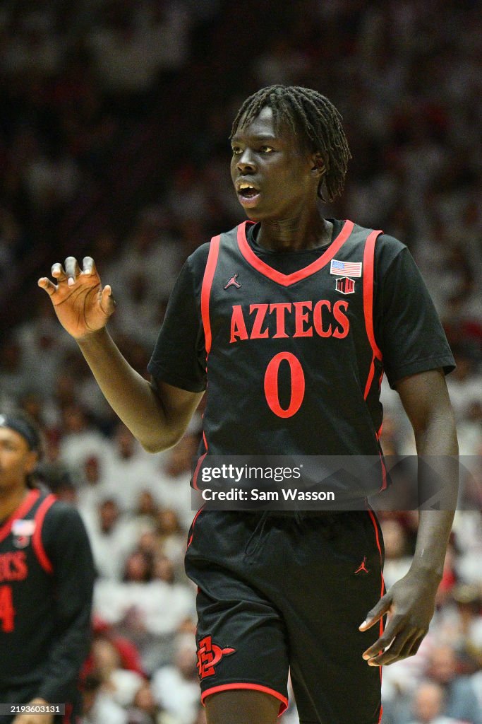 Magoon Magoon Gwath of the San Diego State Aztecs stands on the court during ...