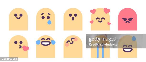 emojis cute essential collection finger shaped - sweating face stock illustrations
