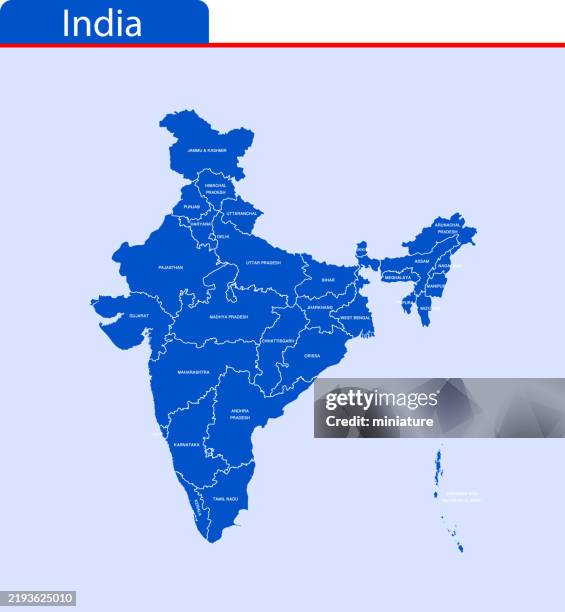 bildbanksillustrationer, clip art samt tecknat material och ikoner med india map - political map of india