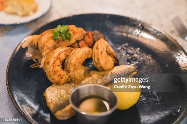 seafood platter with shrimp - honduras stock pictures, royalty-free photos & images