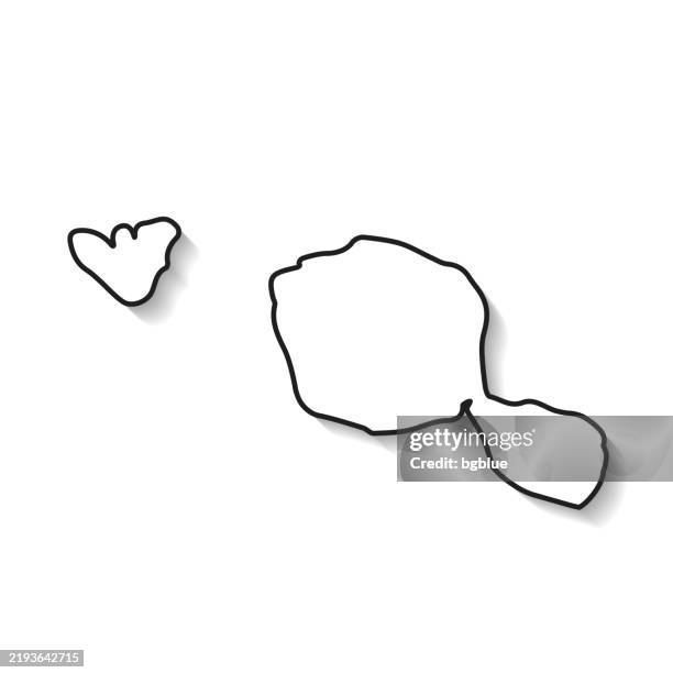 tahiti french polynesia map with black outline and shadow on white background - french polynesia stock illustrations