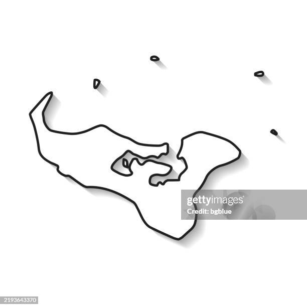 tonga map with black outline and shadow on white background - tonga stock illustrations