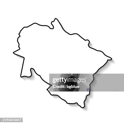Uttarakhand Karte mit schwarzem Umriss und Schatten auf weißem Hintergrund Uttarakhand Karte mit schwarzem Umriss und Schatten auf weißem Hintergrund