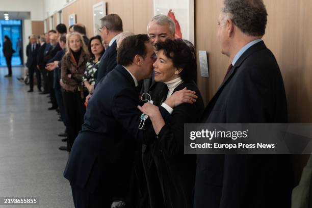 The Minister of Foreign Affairs, European Union and Cooperation, Jose Manuel Albares, greets the Spanish Ambassador to the Vatican, Isabel Celaa,...