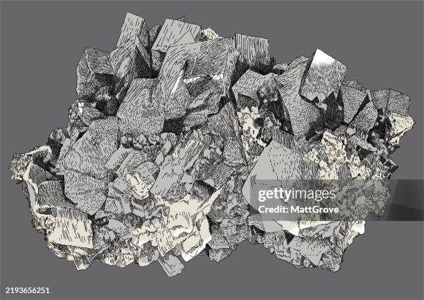 stockillustraties, clipart, cartoons en iconen met dolomite mineral pyrite - calciumcarbonaat