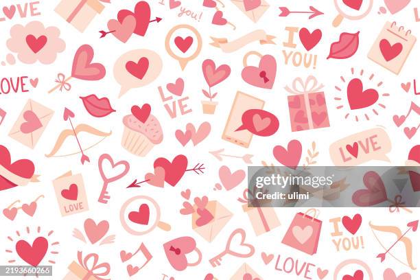 seamless pattern for valentine's day - bow and arrow stock illustrations