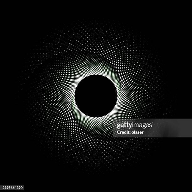 a captivating design featuring a swirling pattern of dots leading to a central black circle, creating a sense of depth and movement. - creative space stock illustrations