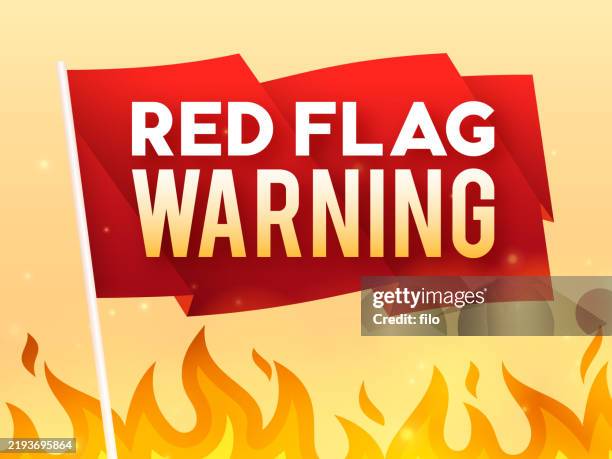 red flag warning fire danger alert sign - warning symbol stock illustrations