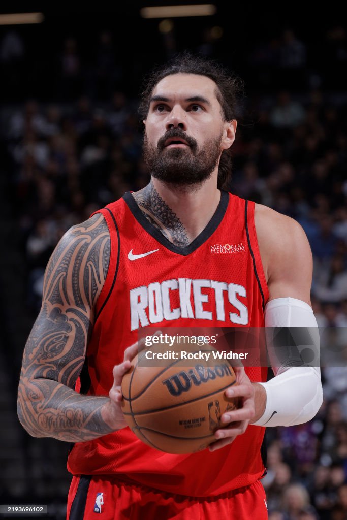 Steven Adam Rockets Rookie Vs. Now Steven Adams of the Houston Rockets shoots a free throw during the ...