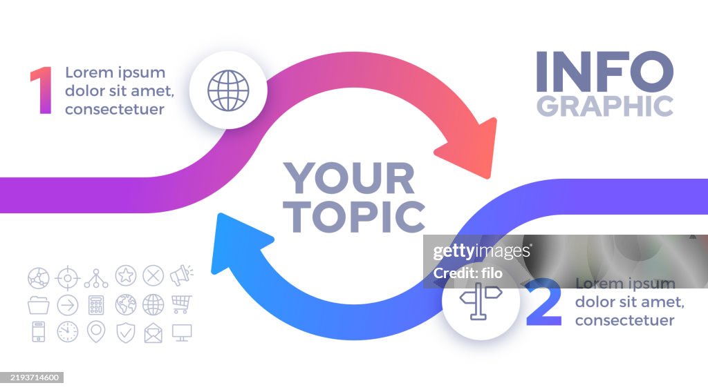 Combining Topics Visual Two Topics Converging Merging Arrow Infographic Concept Illustration ...
