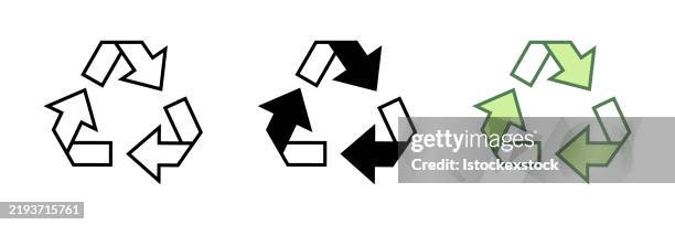 ecology minimal thin line web icon set. - circular economy stock illustrations