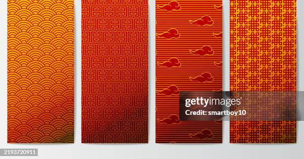 chinese styled seamless pattern set - tradition stock illustrations
