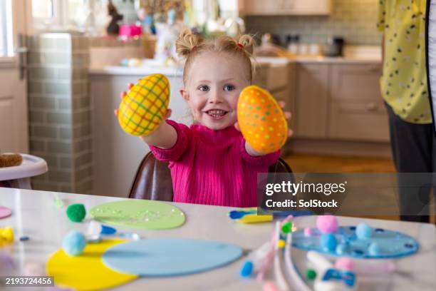fun decorated easter eggs - pipe cleaners stock pictures, royalty-free photos & images