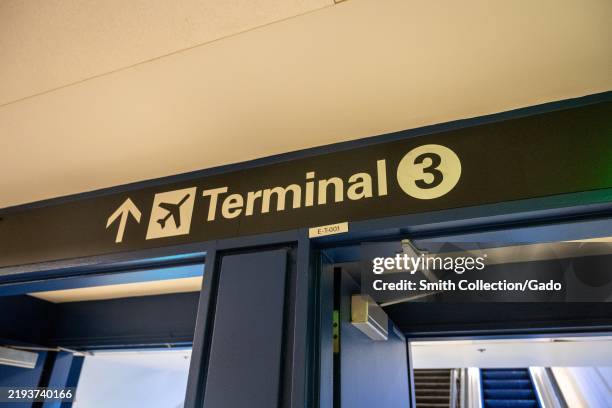 Directional sign for Terminal 3, San Francisco International Airport , San Francisco, California, October 22, 2024.