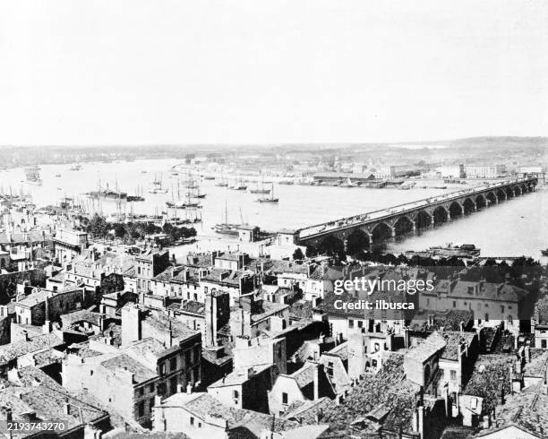 bordeaux, pont de pierre - drone landscape stock illustrations