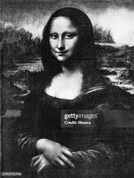 mona lisa, la joconde, by leonardo da vinci - mona lisa stock illustrations
