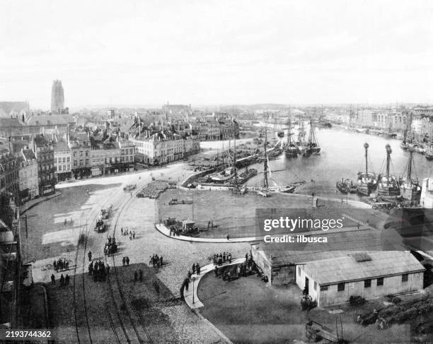 dunkerque - drone landscape stock illustrations