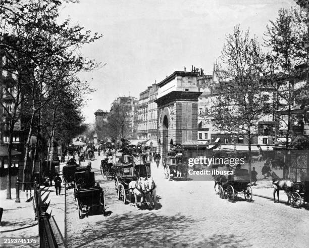 paris, porte saint martin - coach huddle stock illustrations