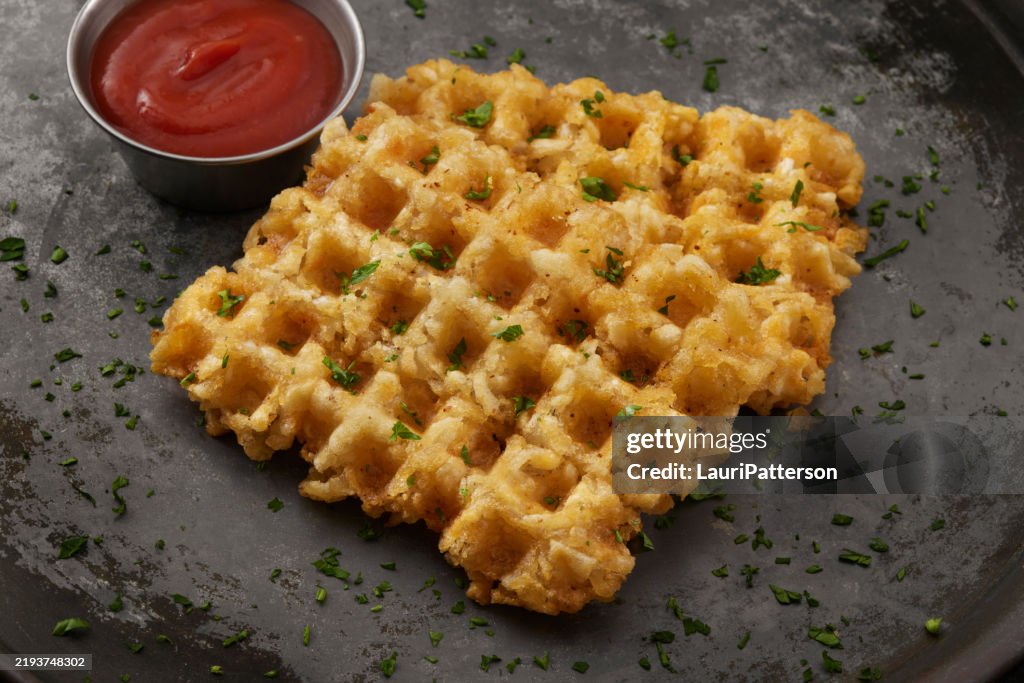 Waffled Potato Gem's with Ketchup