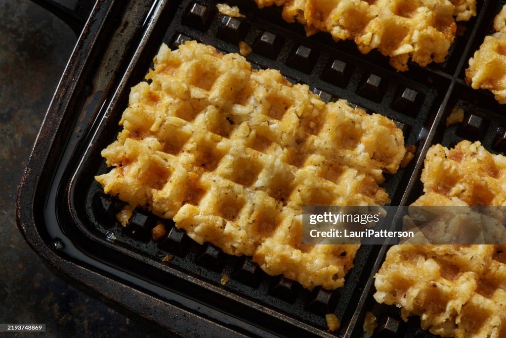 Preparing Waffled Potato Gem's