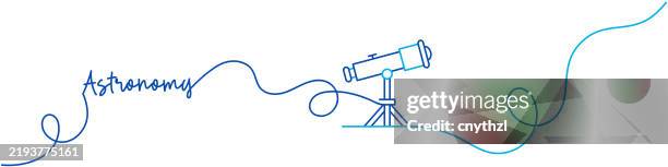 continuous line drawing of astronomy icon. hand drawn symbol vector illustration. - looking telescope stock illustrations
