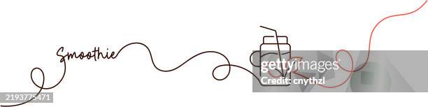 continuous line drawing of smoothies icon. hand drawn symbol vector illustration. - alcohol detoxification stock illustrations