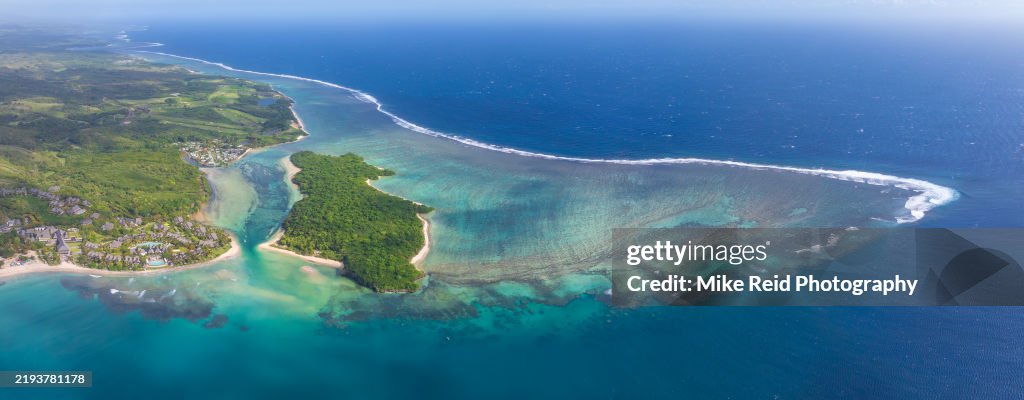 Aerial Fiji Natadola Beach and Reefs